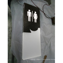 Signes acryliques auto-adhésifs de porte de toilette / plaques de porte de salle de lavage avec la lumière de LED